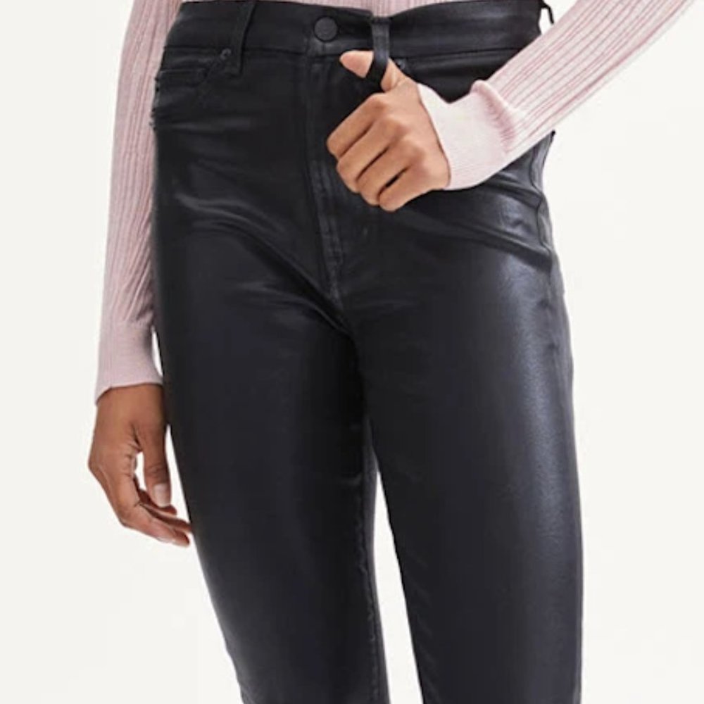 7 for all Mankind Black Jeans High Rise Straight Leg Size 25
